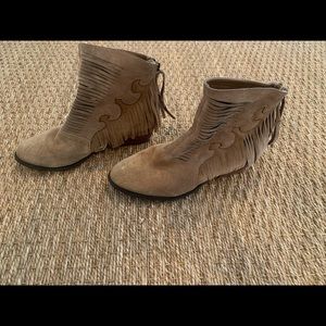 fringe suede bootie